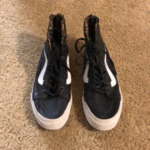 Leather VANS high tops with Cheetah print inside